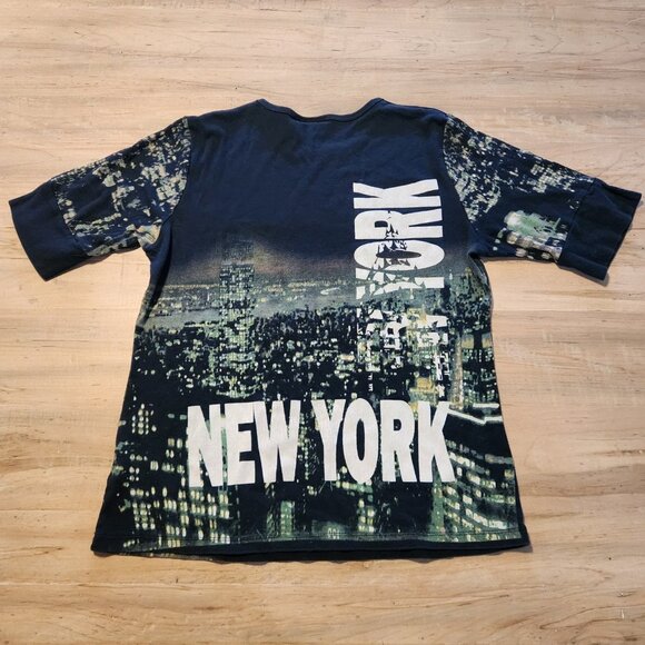 Apt. 9 New York T-Shirt NYC Skyline All Over Print Bling Rhinestone Womens Large - Picture 2 of 11